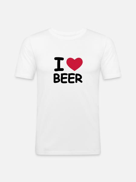 I Love Beer - Männer Slim Fit T-Shirt - Weiß