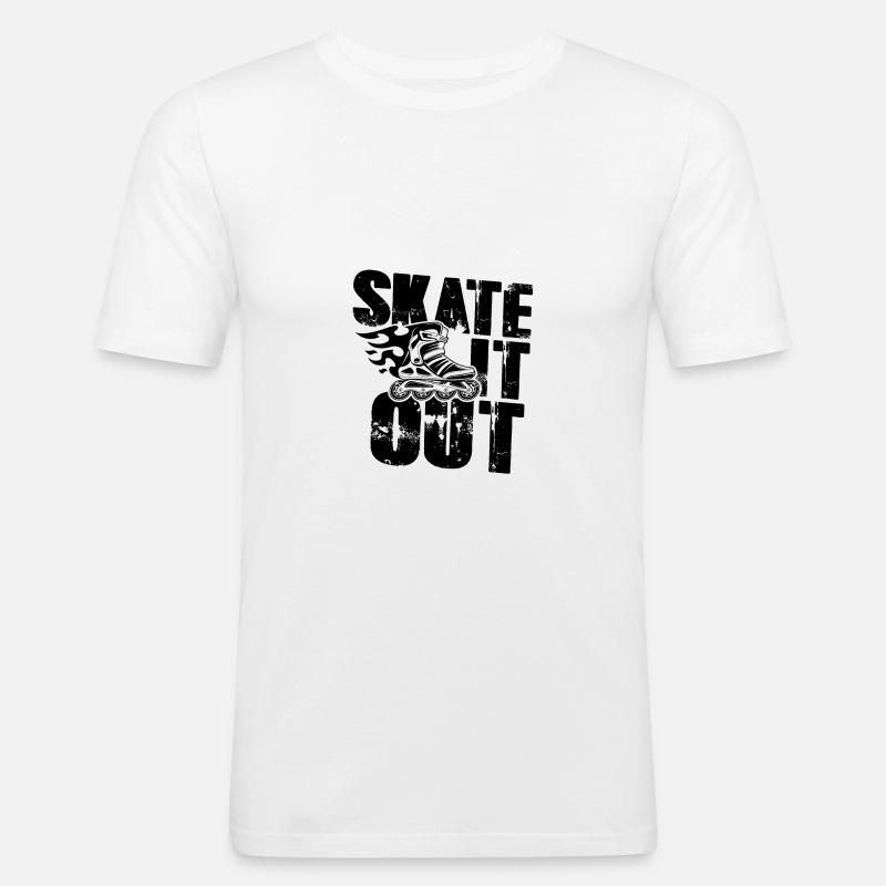 skate inline - Männer Slim Fit T-Shirt - Weiß