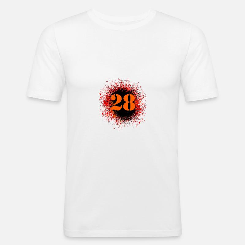 28 Zahl Klecks - Männer Slim Fit T-Shirt - Weiß