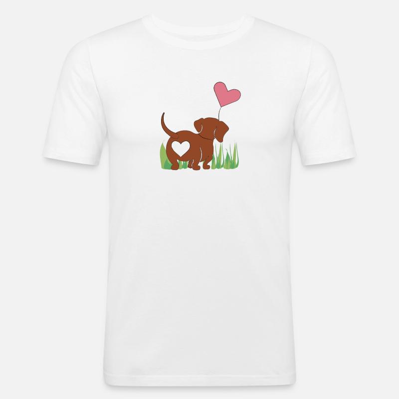 Dackel mit Herz - Geschenk - Geschenkidee - Männer Slim Fit T-Shirt - Weiß