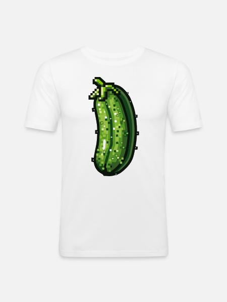 Cucumber Pixel Icon - Men's Slim Fit T-Shirt - white