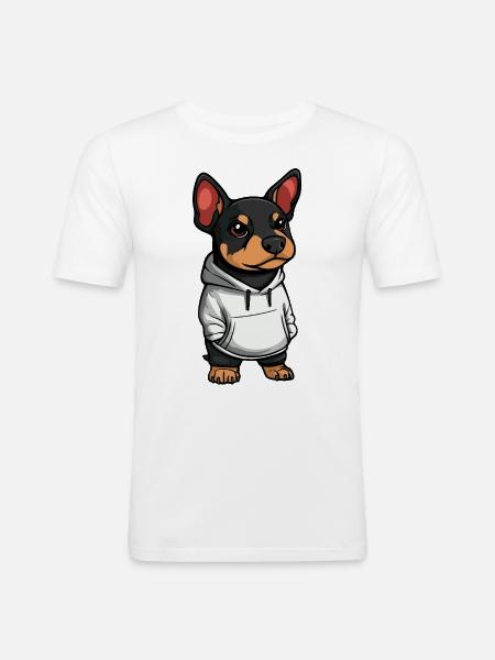 Doberman Dog Funny - Men's Slim Fit T-Shirt - white