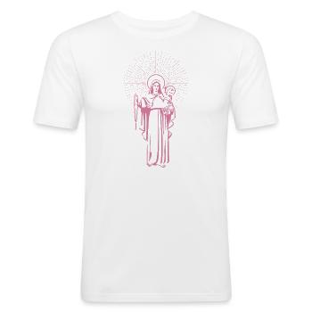 Holy Mary Maria Madonna Jungfrau Maria Weihnachten - Männer Slim Fit T-Shirt - Weiß - Vorne - Nik (191cm)