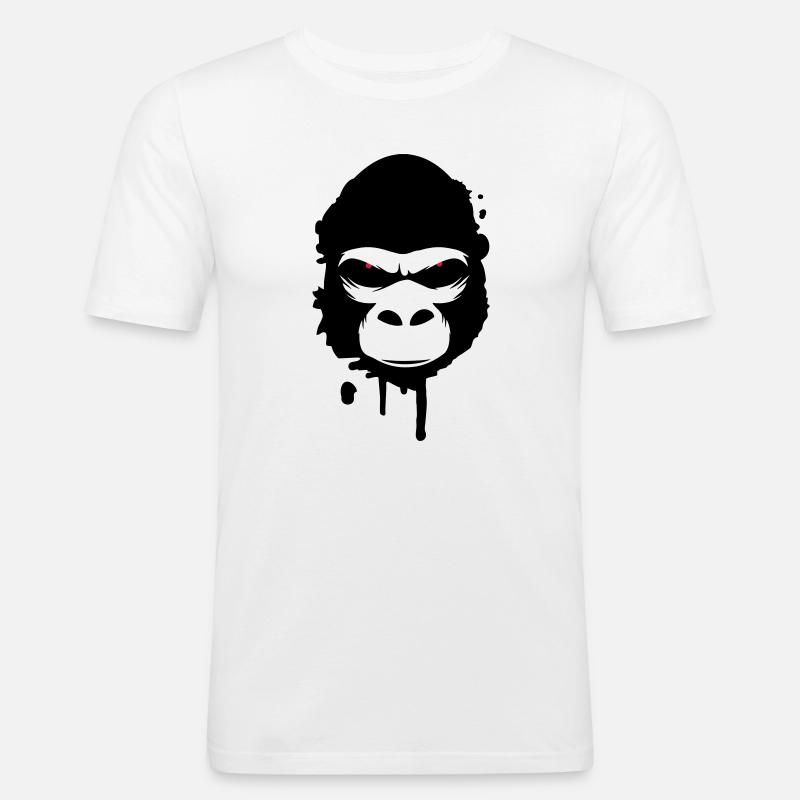 Ein Gorilla Kopf Graffiti - Männer Slim Fit T-Shirt - Weiß