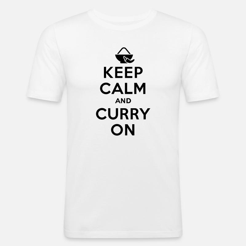 Keep calm and curry on - Männer Slim Fit T-Shirt - Weiß