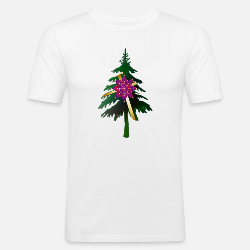 Christbaum oder Weihnachtsbaum & Geschenkschleife - Männer Slim Fit T-Shirt - Weiß