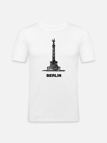 Berlin - Siegessäule/Goldelse - Männer Slim Fit T-Shirt - Weiß