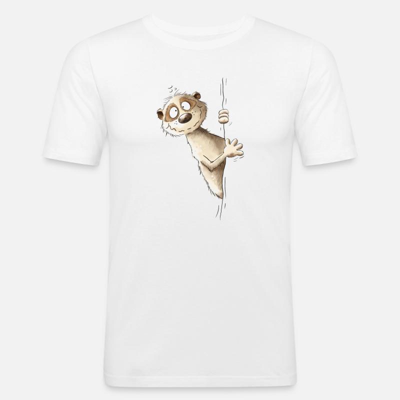 Drolliges Erdmännchen I Wildtier Tiere - Männer Slim Fit T-Shirt - Weiß