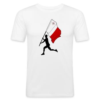 Flagge Malta Mann läuft - Männer Slim Fit T-Shirt - Weiß - Vorne - Nik (191cm)