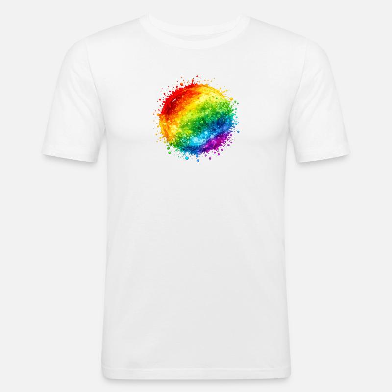Regenbogenfarbene Farbspritzer Explosion - Männer Slim Fit T-Shirt - Weiß