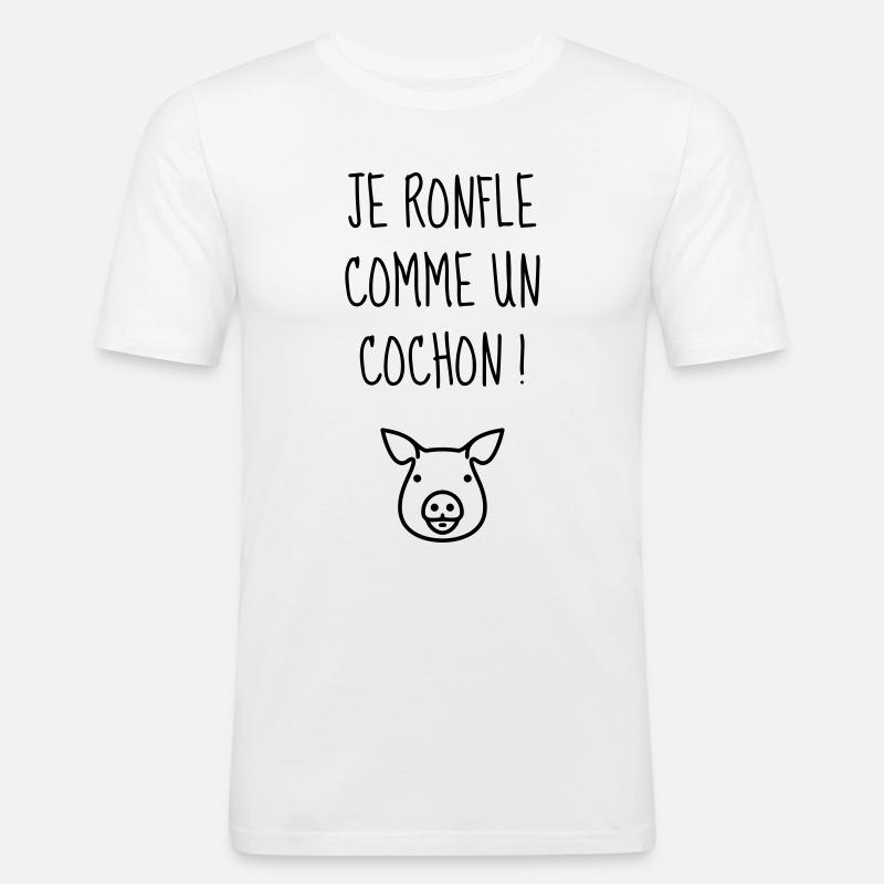 Ronfler / Ronfleur / Ronfleuse / Ronflement - T-shirt près du corps Homme - blanc