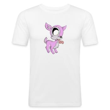 Reh - Männer Slim Fit T-Shirt - Weiß - Vorne - Nik (191cm)