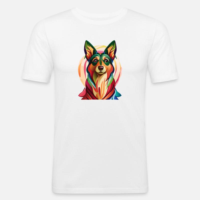 Farbklecks Schäferhund - Männer Slim Fit T-Shirt - Weiß