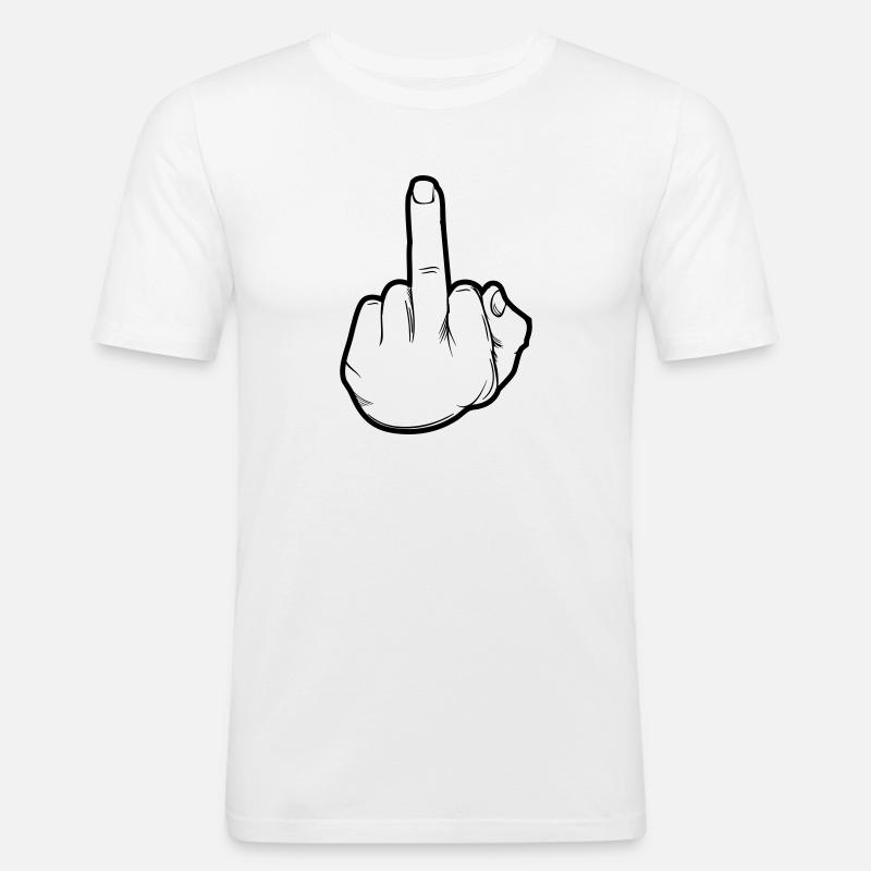 hand mittelfinger - Männer Slim Fit T-Shirt - Weiß