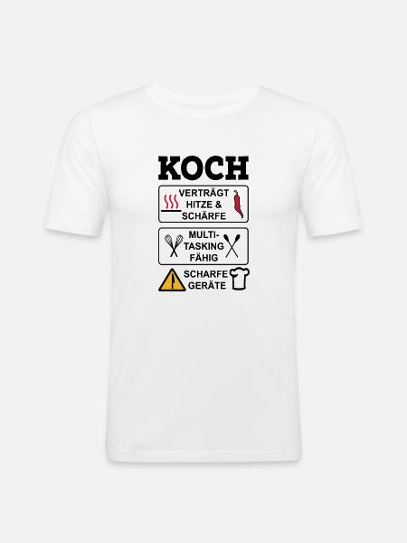 Koch - Männer Slim Fit T-Shirt - Weiß