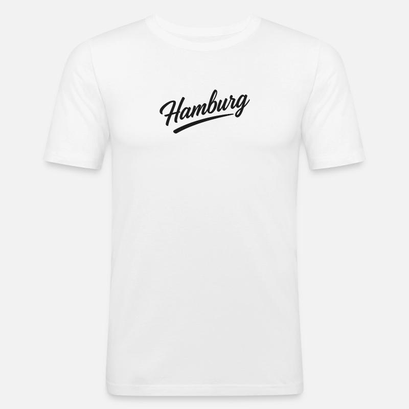 Hamburg Script City Design with Underline - Männer Slim Fit T-Shirt - Weiß