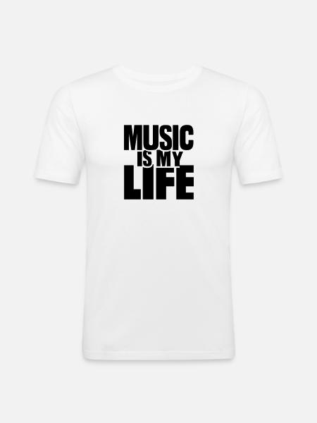 Music is my life - Men's Slim Fit T-Shirt - white
