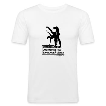 SO BEAUF - Rouge à lèvres - T-shirt près du corps Homme - blanc - Devant - Nik (191cm)