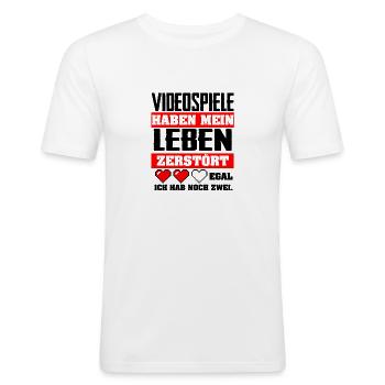 Jeux vidéo - T-shirt près du corps Homme - blanc - Devant - Nik (191cm)