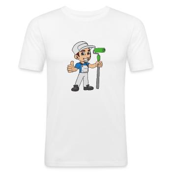 Peintre - T-shirt près du corps Homme - blanc - Devant - Nik (191cm)