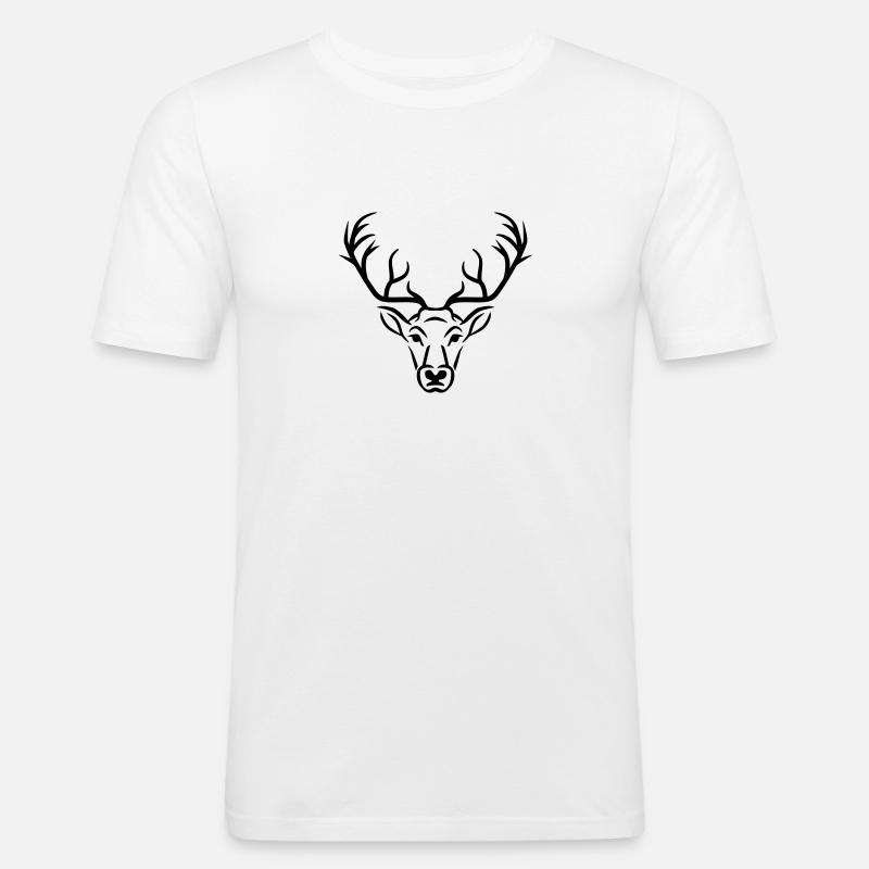 Cerf - T-shirt près du corps Homme - blanc