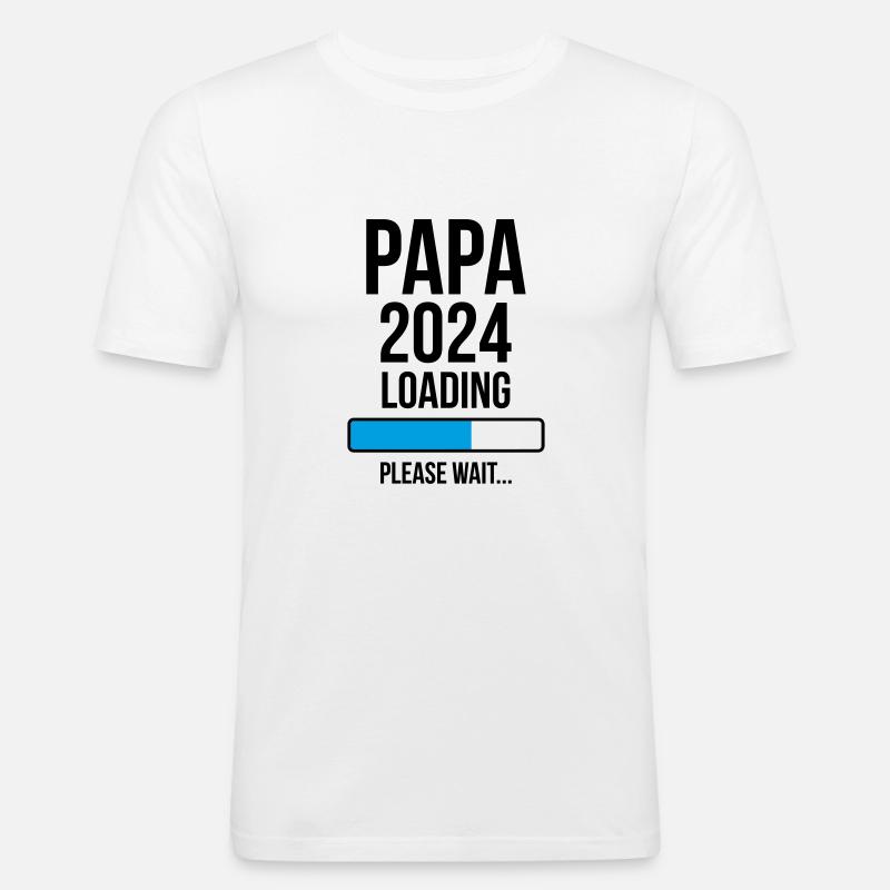 Papa 2024 Loading Bitte warten... - Männer Slim Fit T-Shirt - Weiß