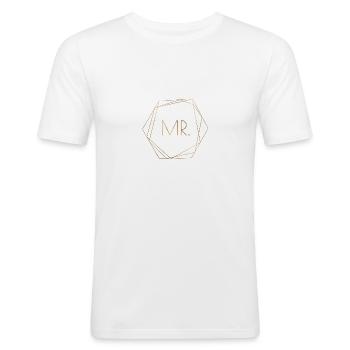 Mr personnalisable - T-shirt près du corps Homme - blanc - Devant - Nik (191cm)