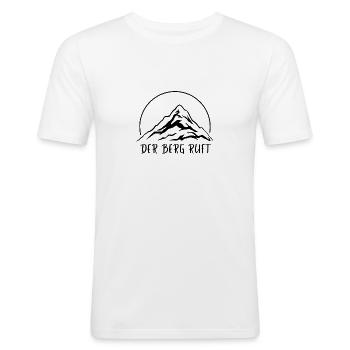 Der Berg ruft - Männer Slim Fit T-Shirt - Weiß - Vorne - Nik (191cm)