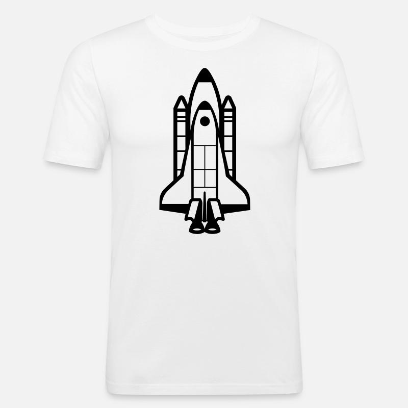 Rakete - Männer Slim Fit T-Shirt - Weiß