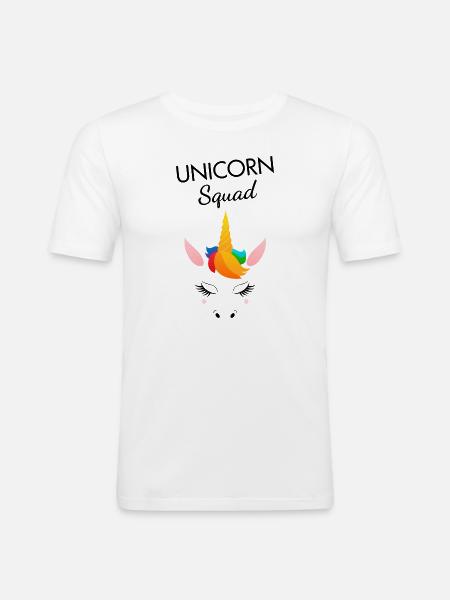 Einhorn-Squad - Männer Slim Fit T-Shirt - Weiß
