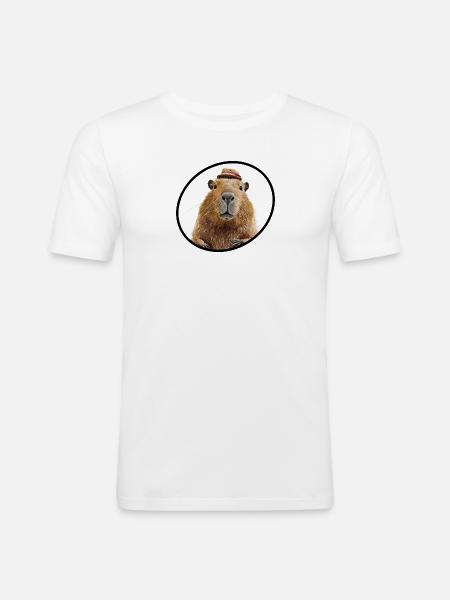 Cabybara - Männer Slim Fit T-Shirt - Weiß