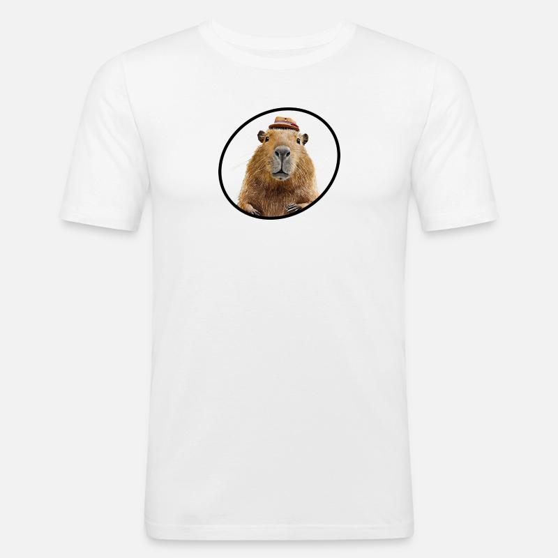 Cabybara - Männer Slim Fit T-Shirt - Weiß