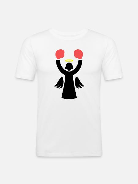 boxer engel piktogramm lustig - Männer Slim Fit T-Shirt - Weiß