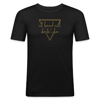 ICH BOMMEL MICH DURCHS LEBEN - Männer Slim Fit T-Shirt - Schwarz - Vorne - Nik (191cm)
