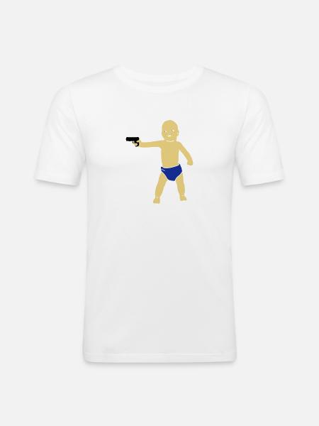 baby gun - Men's Slim Fit T-Shirt - white
