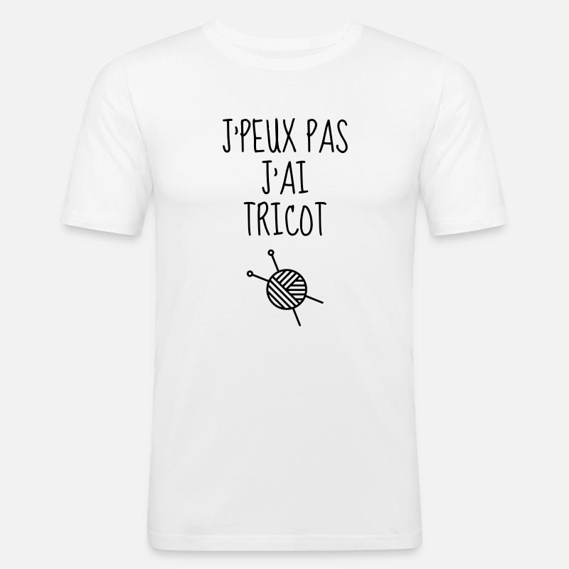 Stricken / stricker / Sticken / mode - Männer Slim Fit T-Shirt - Weiß