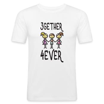 Throuple Liebe Polyamorie Geschenk 3gether 4ever - Männer Slim Fit T-Shirt - Weiß - Vorne - Nik (191cm)