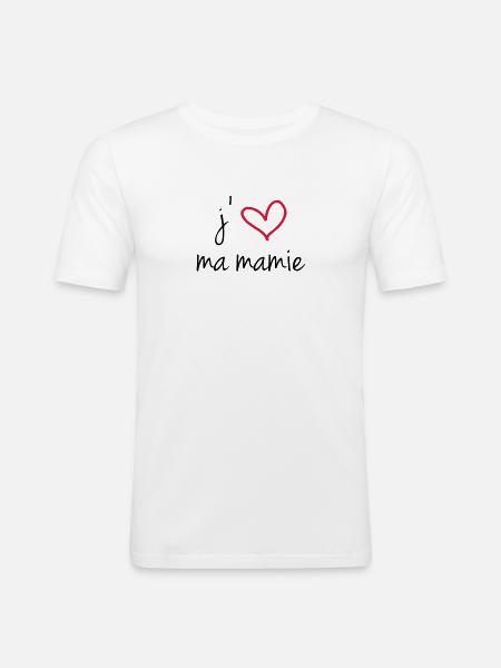 j'aime ma mamie - T-shirt près du corps Homme - blanc