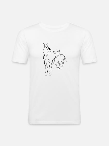 PFerde - Männer Slim Fit T-Shirt - Weiß