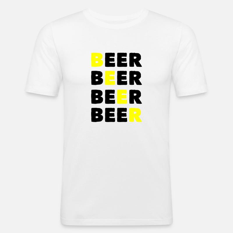 Bier Bier Bier Bier - Männer Slim Fit T-Shirt - Weiß