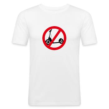 Kein Anti-Scootering erlaubt - Männer Slim Fit T-Shirt - Weiß - Vorne - Nik (191cm)
