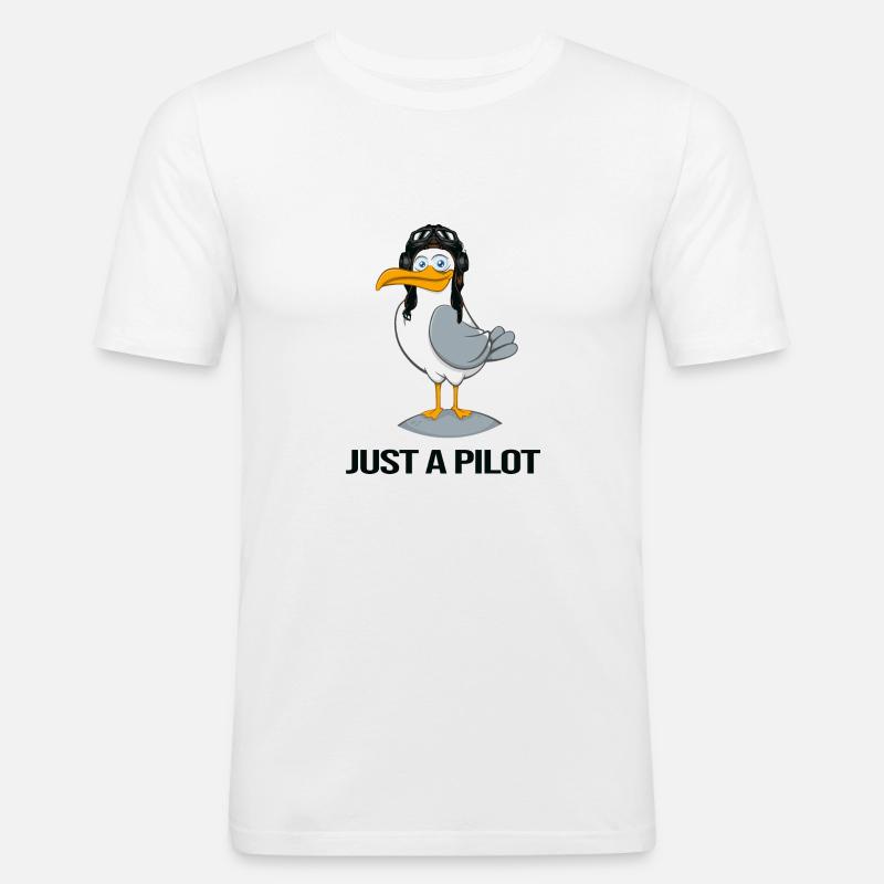 pilot fliegt flugzeug flugstunde - Männer Slim Fit T-Shirt - Weiß