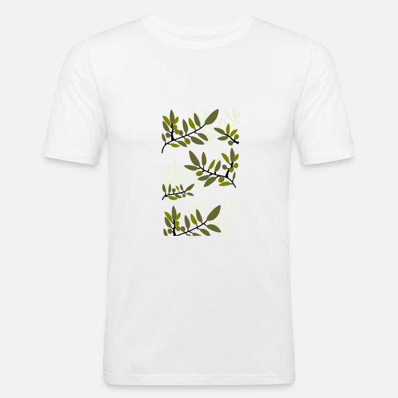 Ulivo Pattern - Männer Slim Fit T-Shirt - Weiß