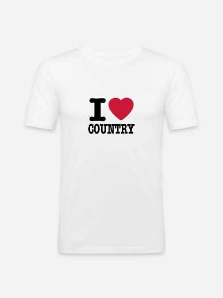 i love country / i heart country - T-shirt près du corps Homme - blanc