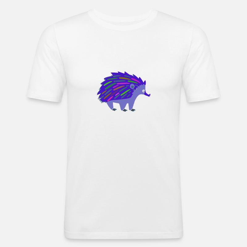 igel,regenbogen,bunt,blau - Männer Slim Fit T-Shirt - Weiß