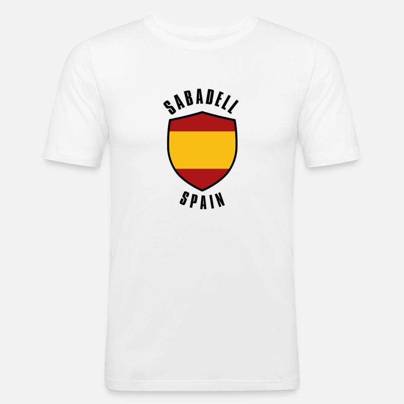 Sabadell Shield Spanien Farben - Männer Slim Fit T-Shirt - Weiß