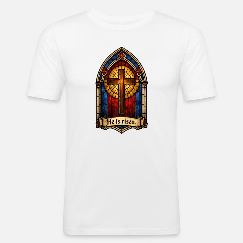  He Is Risen - Männer Slim Fit T-Shirt - Weiß