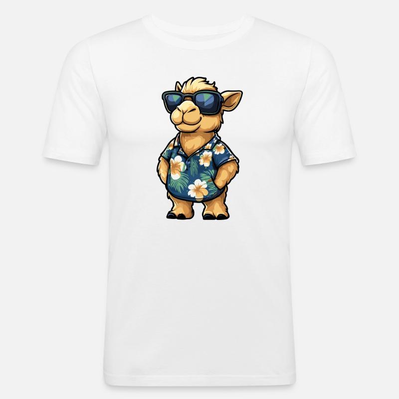 Kamel Comic Urlaub - Männer Slim Fit T-Shirt - Weiß