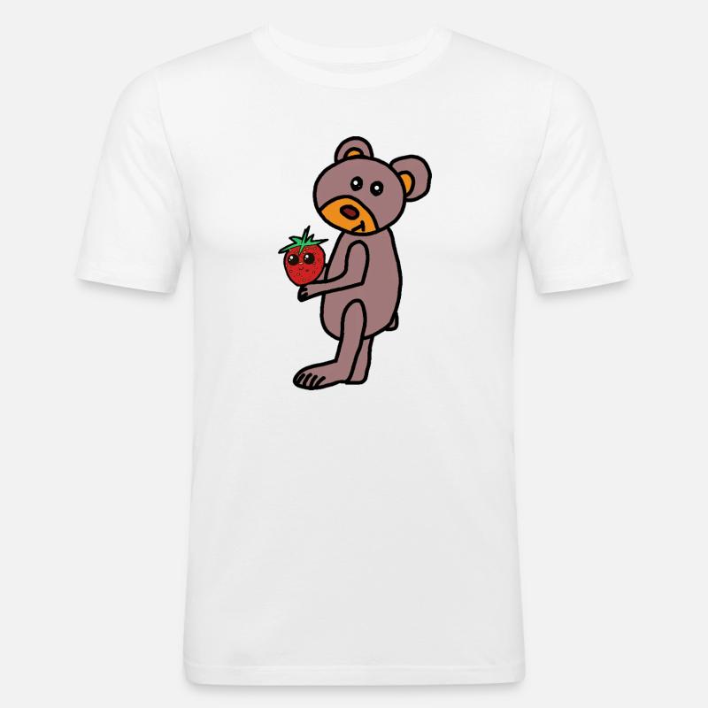 Teddy Teddys Kind Bär  Erdbeere - Männer Slim Fit T-Shirt - Weiß