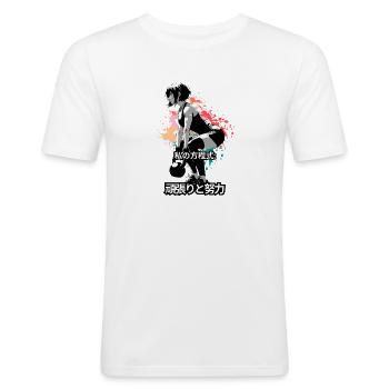 Anime Strength: Arena-Power-Schaufenster - Männer Slim Fit T-Shirt - Weiß - Vorne - Nik (191cm)